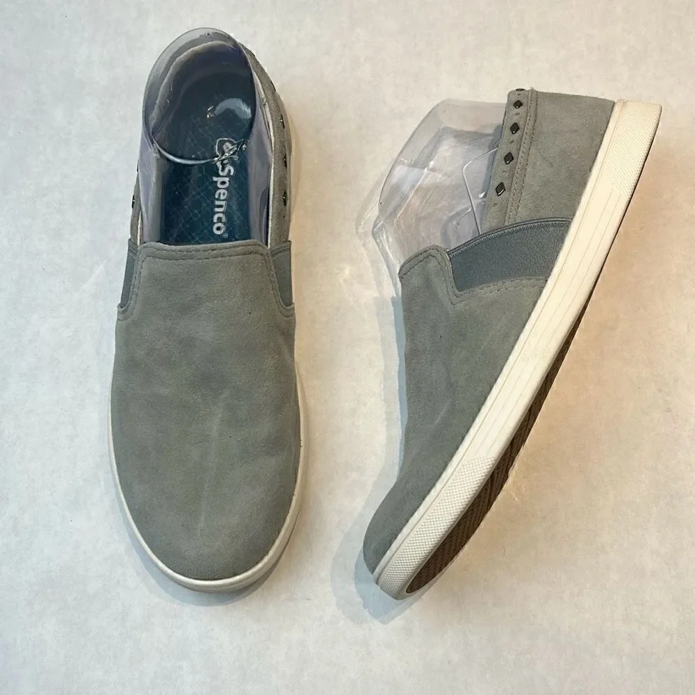 Spenco Santa Barbara Rivet Sneakers Slip On Shoes Suede Orthotic Sz 9.5D Gray
